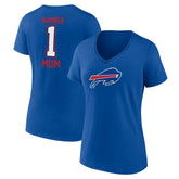 Buffalo Bills Women's Plus Size Mother's Day #1 Mom V-Neck T-Shirt - Royal T-shirts