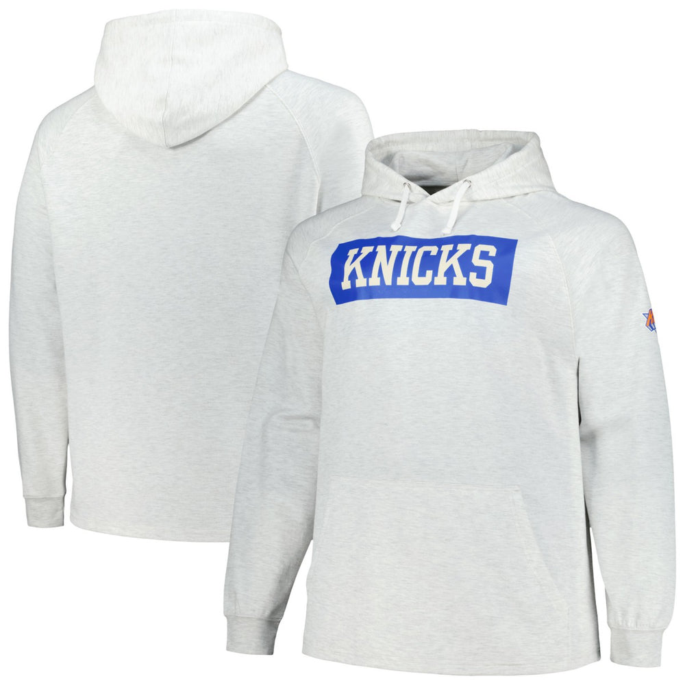 New York Knicks Big & Tall Raglan Tri-Blend Pullover Hoodie Ash - Fanatics
