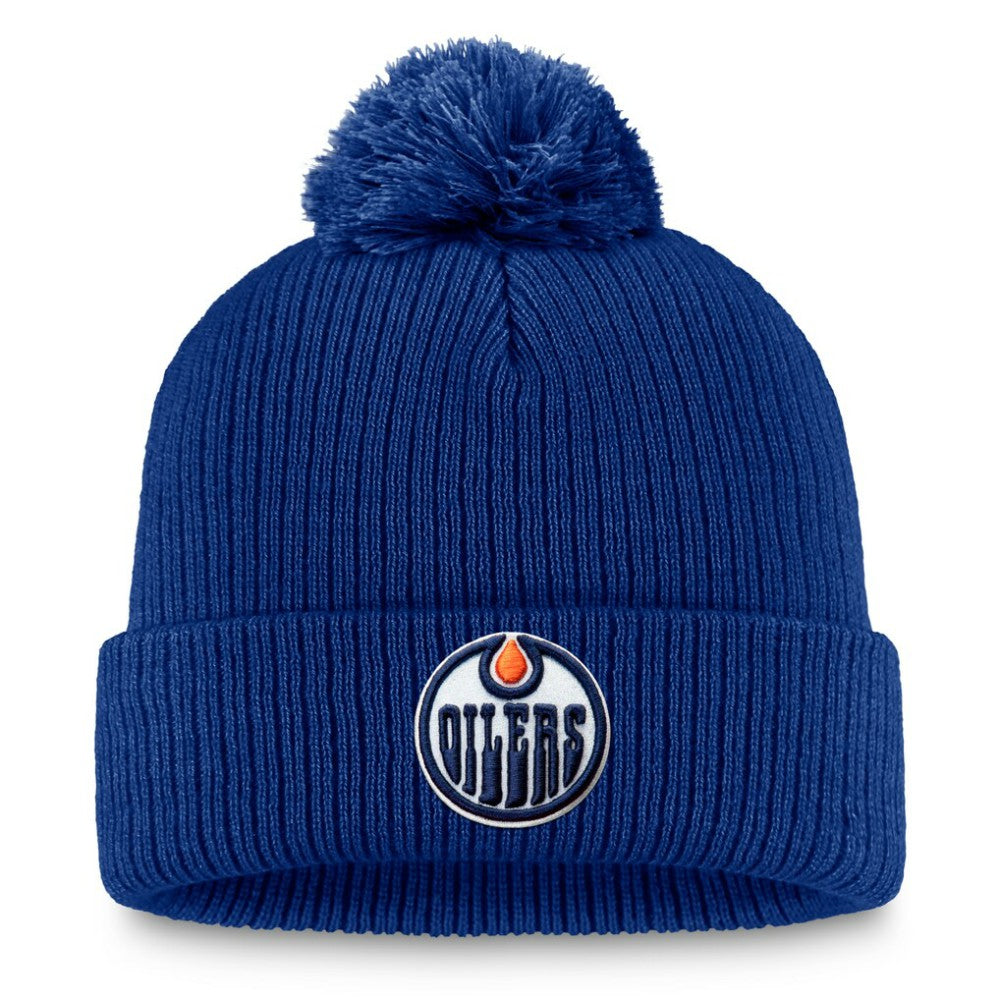 Edmonton Oilers Fanatics Primary Logo Cuffed Knit Hat with Pom - Royal | US 201167394