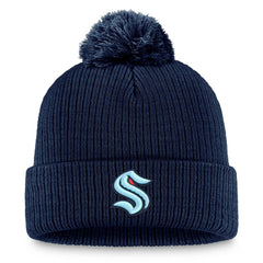 Seattle Kraken Fanatics Primary Logo Cuffed Knit Hat with Pom - Deep Sea Blue | US 201167396