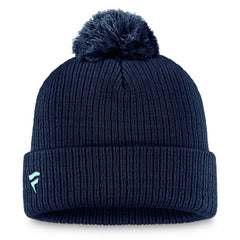 Seattle Kraken Fanatics Primary Logo Cuffed Knit Hat with Pom - Deep Sea Blue | US 201167396