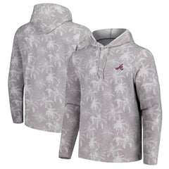 Atlanta Braves Tommy Bahama Palm Frenzy Hoodie Long Sleeve T-Shirt - Gray Hoodies