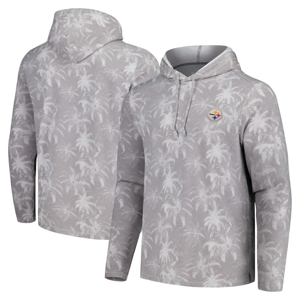 Pittsburgh Steelers Palm Frenzy Hoodie Long Sleeve T-Shirt - Gray Hoodies