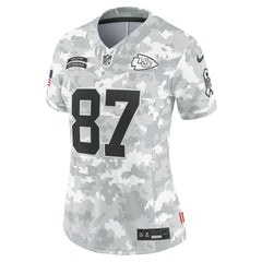 Travis Kelce Kansas City Chiefs Women's 2024 Salute to Service Limited Jersey - Arctic Camo Jerseys