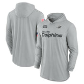 Miami Dolphins 2024 Salute to Service Lightweight Dri-FIT Long Sleeve Hoodie T-Shirt - Gray Hoodies