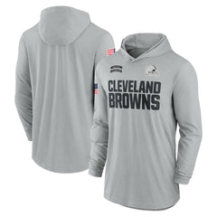 Cleveland Browns 2024 Salute to Service Lightweight Dri-FIT Long Sleeve Hoodie T-Shirt - Gray Hoodies