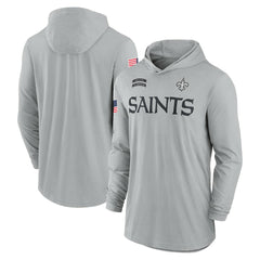 New Orleans Saints 2024 Salute to Service Lightweight Dri-FIT Long Sleeve Hoodie T-Shirt - Gray Hoodies