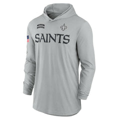 New Orleans Saints 2024 Salute to Service Lightweight Dri-FIT Long Sleeve Hoodie T-Shirt - Gray Hoodies