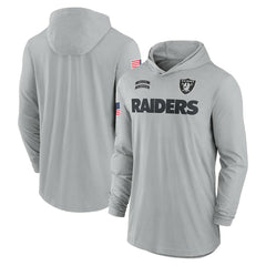 Las Vegas Raiders 2024 Salute to Service Lightweight Dri-FIT Long Sleeve Hoodie T-Shirt - Gray Hoodies