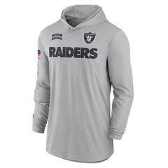 Las Vegas Raiders 2024 Salute to Service Lightweight Dri-FIT Long Sleeve Hoodie T-Shirt - Gray Hoodies