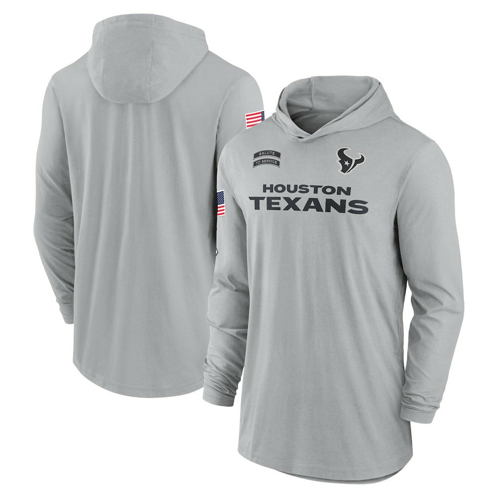 Houston Texans 2024 Salute to Service Lightweight Dri-FIT Long Sleeve Hoodie T-Shirt - Gray Hoodies