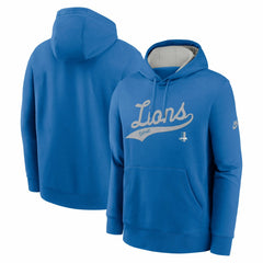 Detroit Lions Rewind Club Logo Pullover Hoodie - Blue Hoodies