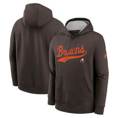 Cleveland Browns Rewind Club Logo Pullover Hoodie - Brown Hoodies