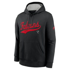 Atlanta Falcons Rewind Club Logo Pullover Hoodie - Black Hoodies