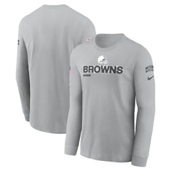Cleveland Browns 2024 Salute To Service Long Sleeve T-Shirt - Gray T-shirts