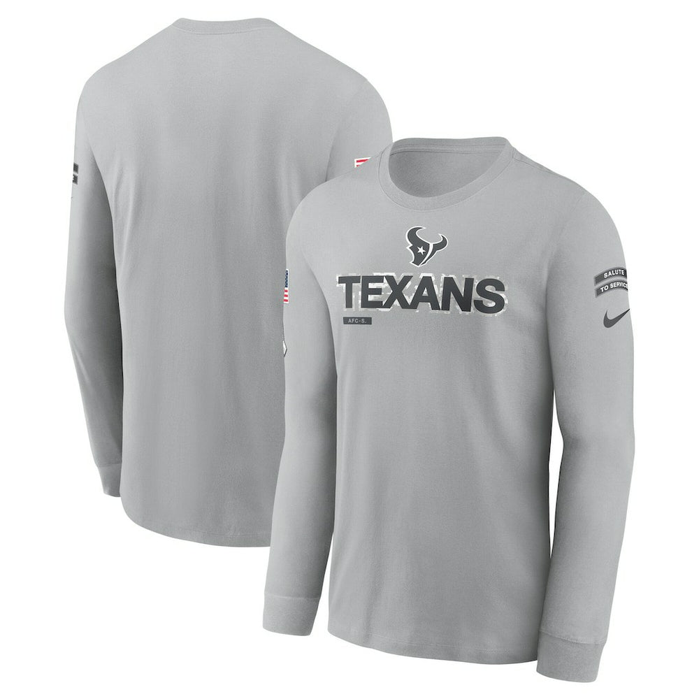 Houston Texans 2024 Salute To Service Long Sleeve T-Shirt - Gray T-shirts