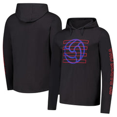 Barcelona Wordmark Long Sleeve Hoodie T-Shirt- Charcoal