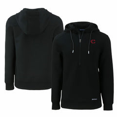 Cincinnati Reds Cutter & Buck City Connect Roam Eco Recycled Half-Zip Pullover Hoodie - Black Hoodies