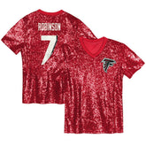 Bijan Robinson Atlanta Falcons Girls Youth Sequin V-Neck Fashion Jersey - Red Jerseys