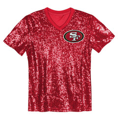 Brock Purdy San Francisco 49ers Girls Youth Sequin V-Neck Fashion Jersey - Scarlet Jerseys