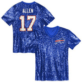 Josh Allen Buffalo Bills Girls Youth Sequin V-Neck Fashion Jersey - Royal Jerseys