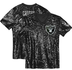 Maxx Crosby Las Vegas Raiders Girls Youth Sequin V-Neck Fashion Jersey - Black Jerseys
