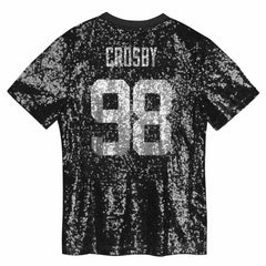 Maxx Crosby Las Vegas Raiders Girls Youth Sequin V-Neck Fashion Jersey - Black Jerseys