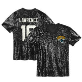Trevor Lawrence Jacksonville Jaguars Girls Youth Sequin V-Neck Fashion Jersey - Black Jerseys