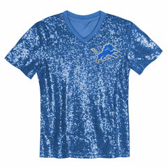 Aidan Hutchinson Detroit Lions Girls Youth Sequin V-Neck Fashion Jersey - Blue Jerseys