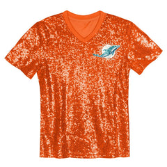 Tyreek Hill Miami Dolphins Girls Youth Sequin V-Neck Fashion Jersey - Orange Jerseys