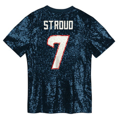 C.J. Stroud Houston Texans Girls Youth Sequin V-Neck Fashion Jersey - Navy Jerseys
