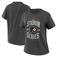 Philadelphia Flyers WEAR by Erin Andrews Women's 2024 NHL Stadium Series Boyfriend T-Shirt - Charcoal | US 201180927