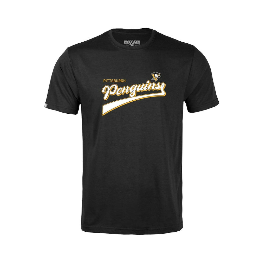 Pittsburgh Penguins Levelwear Youth Little Richmond Retro Script T-Shirt - Black | US 201183397