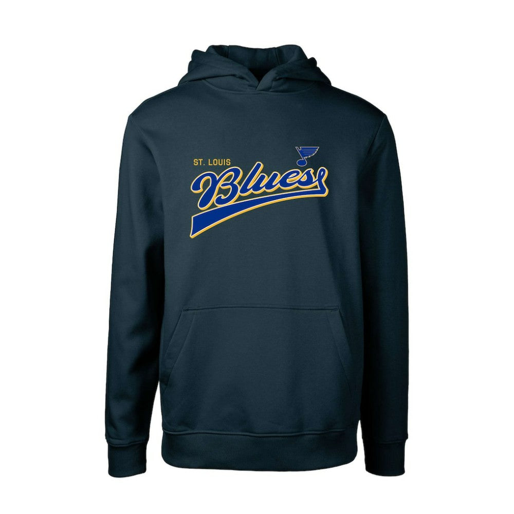St. Louis Blues Levelwear Youth Podium Retro Script Fleece Pullover Hoodie - Navy | US 201183763