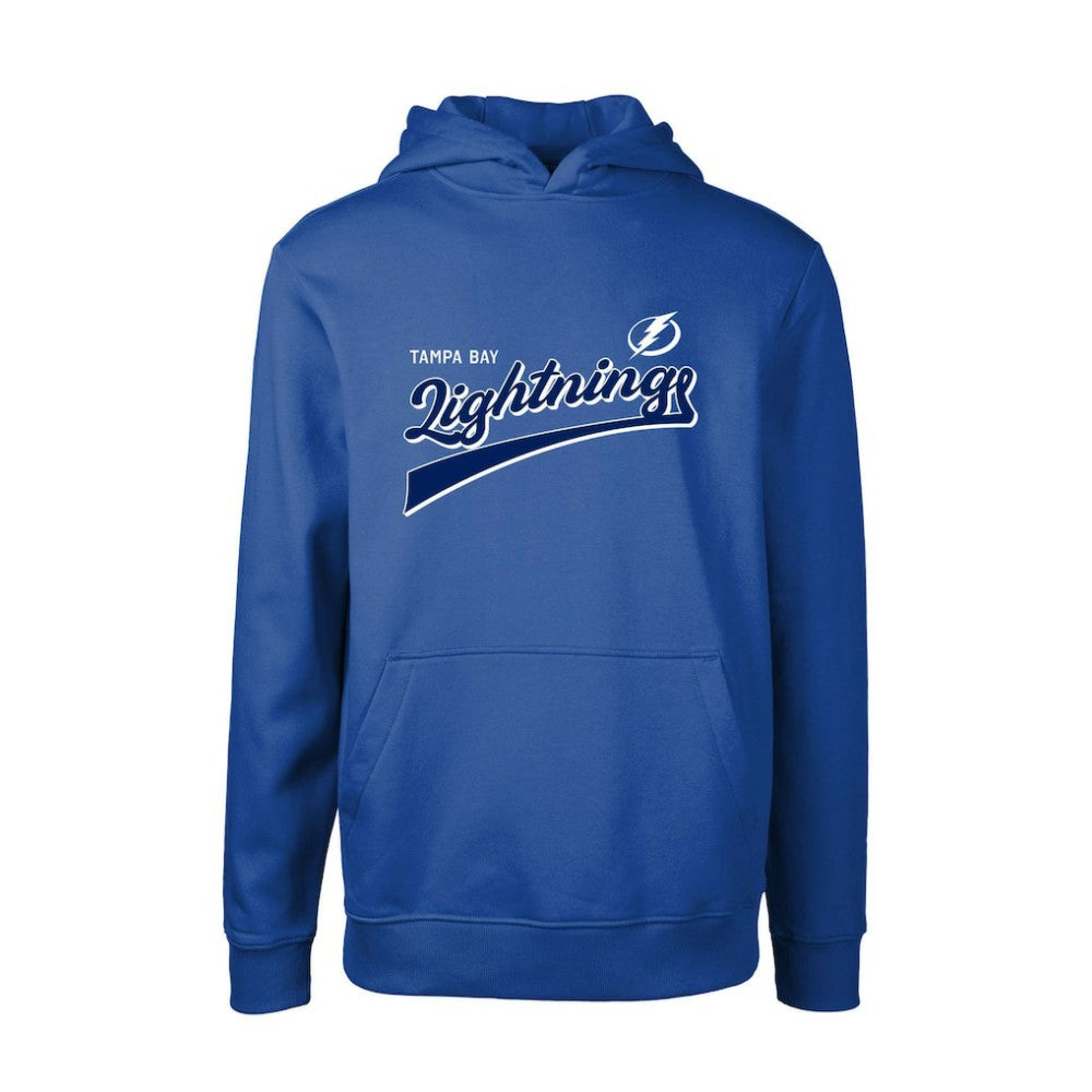 Tampa Bay Lightning Levelwear Youth Podium Retro Script Fleece Pullover Hoodie - Blue | US 201183775