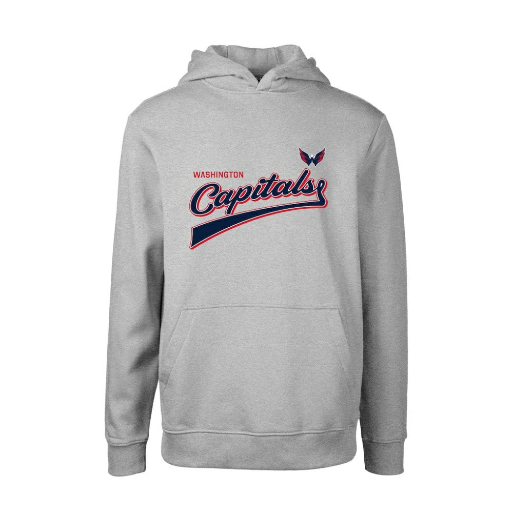 Washington Capitals Levelwear Youth Podium Retro Script Fleece Pullover Hoodie - Gray | US 201183776