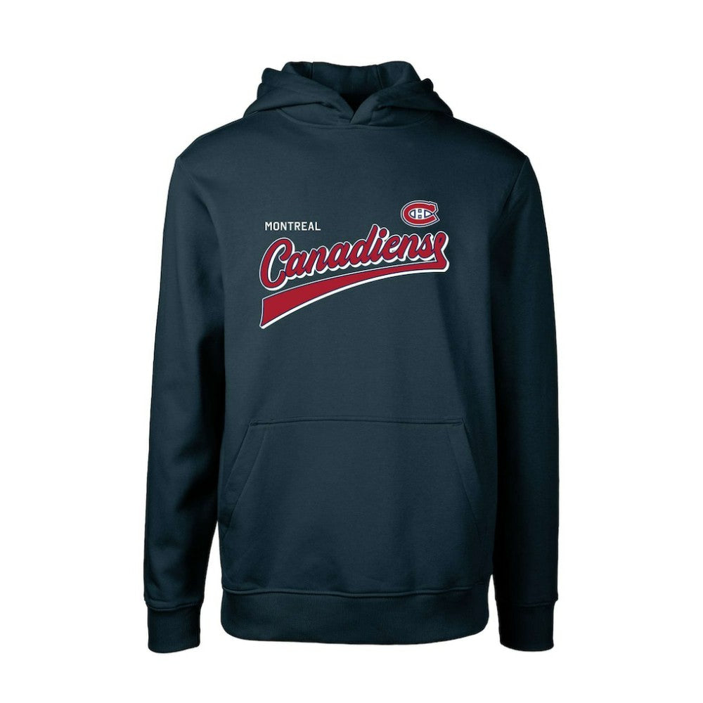 Montreal Canadiens Levelwear Youth Podium Retro Script Fleece Pullover Hoodie - Navy | US 201183787