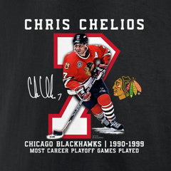 Chris Chelios Chicago Blackhawks Jersey Retirement T-Shirt - Black | US 201185007