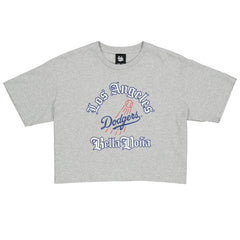 New Era Women's Bella Dona x Los Angeles Dodgers Boxy Crop T-Shirt - Gray T-shirts