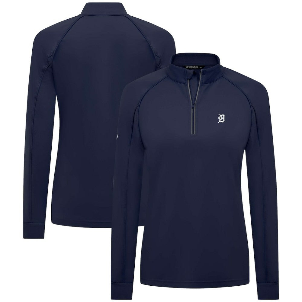 Detroit Tigers Levelwear Women's Kinetic Insignia Quarter-Zip Pullover - Navy Pullover