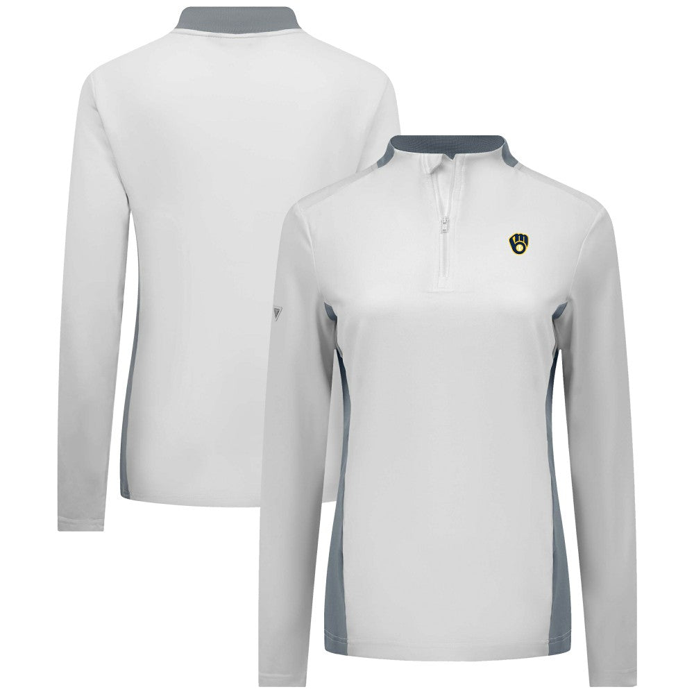 Milwaukee Brewers Levelwear Women's Moxie Insignia Quarter-Zip Pullover - White Pullover
