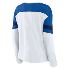 New York Rangers Fanatics Women's Frozen Long Sleeve Notch Neck T-Shirt - White/Blue | US 201190140