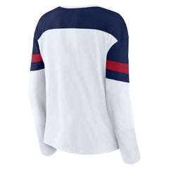 Montreal Canadiens Fanatics Women's Frozen Long Sleeve Notch Neck T-Shirt - White/Navy | US 201190144