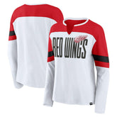 Detroit Red Wings Fanatics Women's Frozen Long Sleeve Notch Neck T-Shirt - White/Red | US 201190152