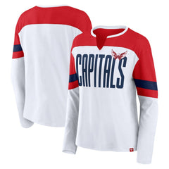 Washington Capitals Fanatics Women's Frozen Long Sleeve Notch Neck T-Shirt - White/Red | US 201190163