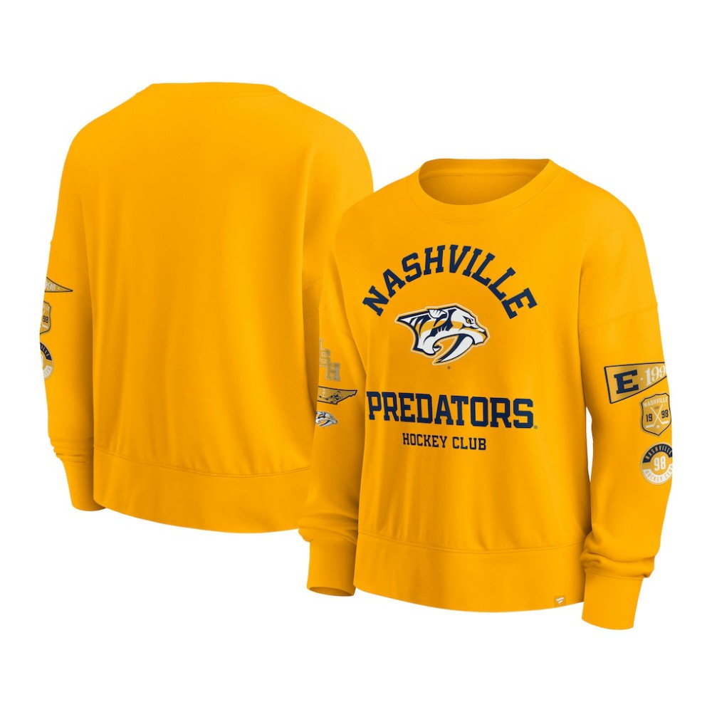 Nashville Predators Fanatics Women's Go Team Pullover Sweatshirt - Gold | US 201190240