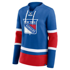 New York Rangers Fanatics Women's Prime Time Lace-Up Long Sleeve T-Shirt - Blue | US 201190954