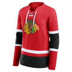 Chicago Blackhawks Fanatics Women's Prime Time Lace-Up Long Sleeve T-Shirt - Red | US 201190956