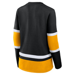 Boston Bruins Fanatics Women's Prime Time Lace-Up Long Sleeve T-Shirt - Black | US 201190972