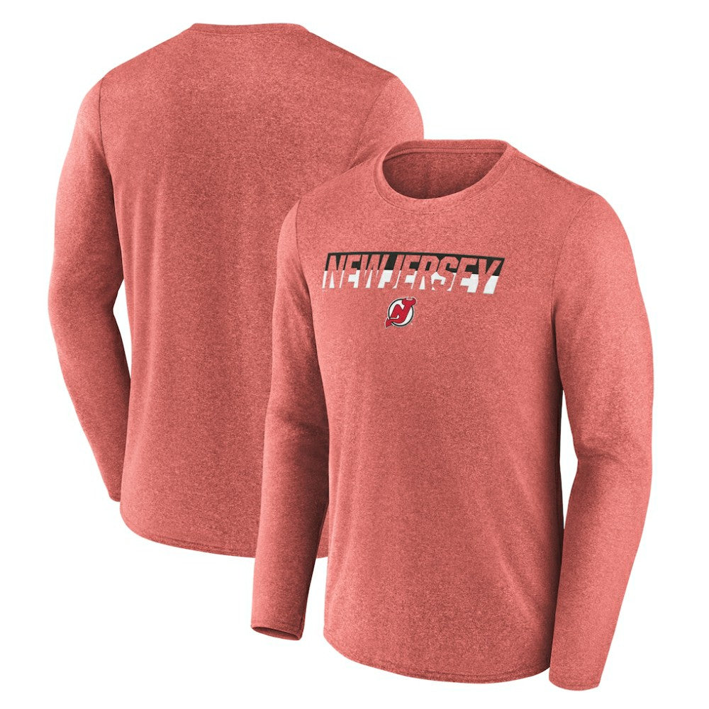 New Jersey Devils Fanatics Transition Long Sleeve T-Shirt - Heather Red | US 201191079